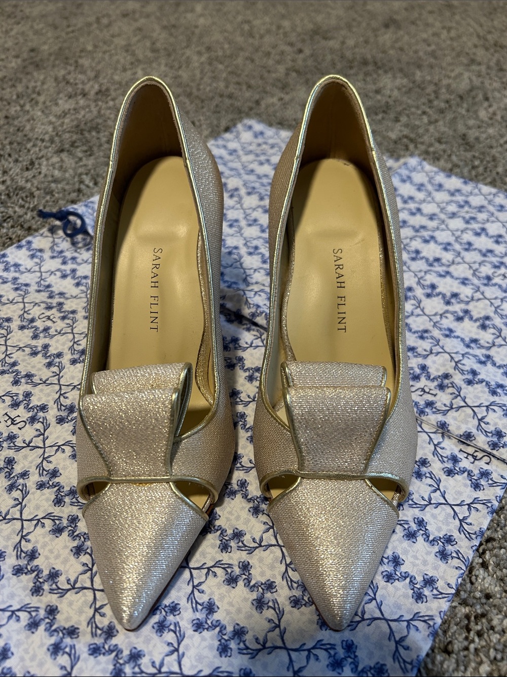 Sarah Flint Champagne Lame Pumps